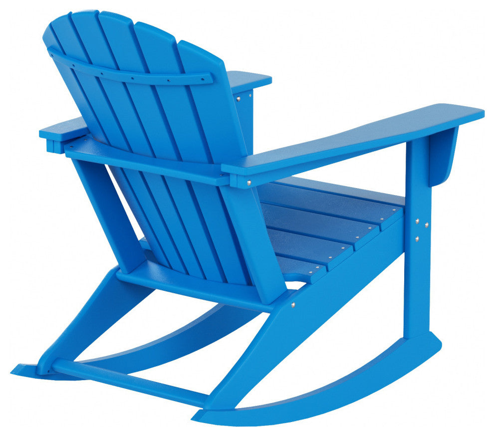 WestinTrends Outdoor Patio Poly Lumber Adirondack Porch Rocking Chair Rocker, Pacific Blue