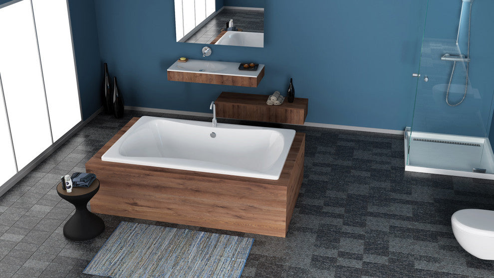 Malibu Vero Rectangle Whirlpool Bathtub 72x42x24 Biscuit