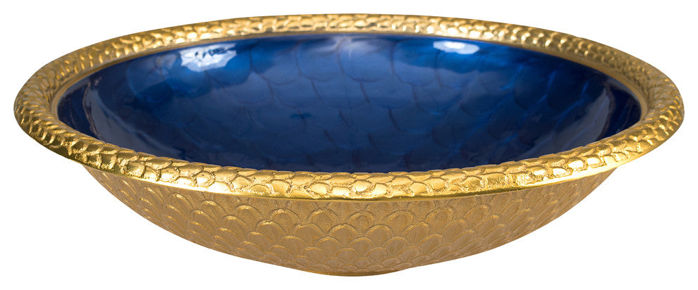 Florentine 15" Round Bowl, Gold Sapphire