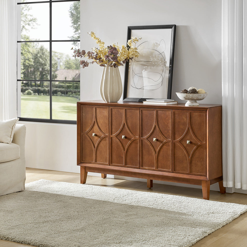 60"W Sideboard With Solid Wood Legs, Walnut