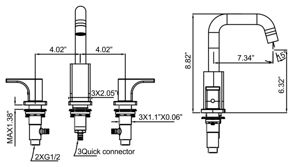Deck Mounted Two-Handle Widespread Bathroom Faucet