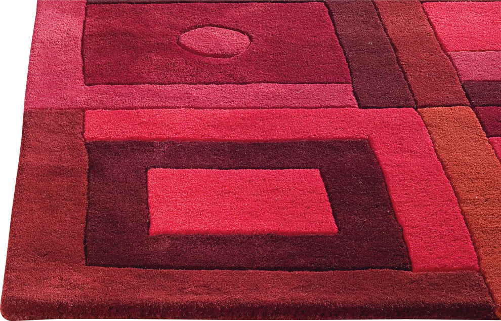 Hand Tufted Red Wool Area Rug, 3''0"x5''4"