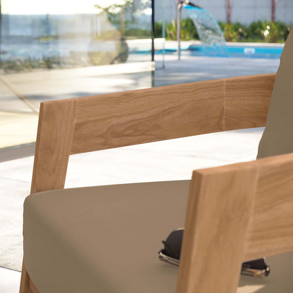 Brisbane Teak Wood Outdoor Patio Armchair, Natural Light Brown
