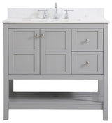 Tobias 36" Single Bathroom Vanity, Gray With Backsplash
