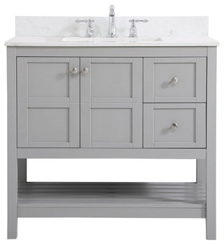 Tobias 36" Single Bathroom Vanity, Gray With Backsplash
