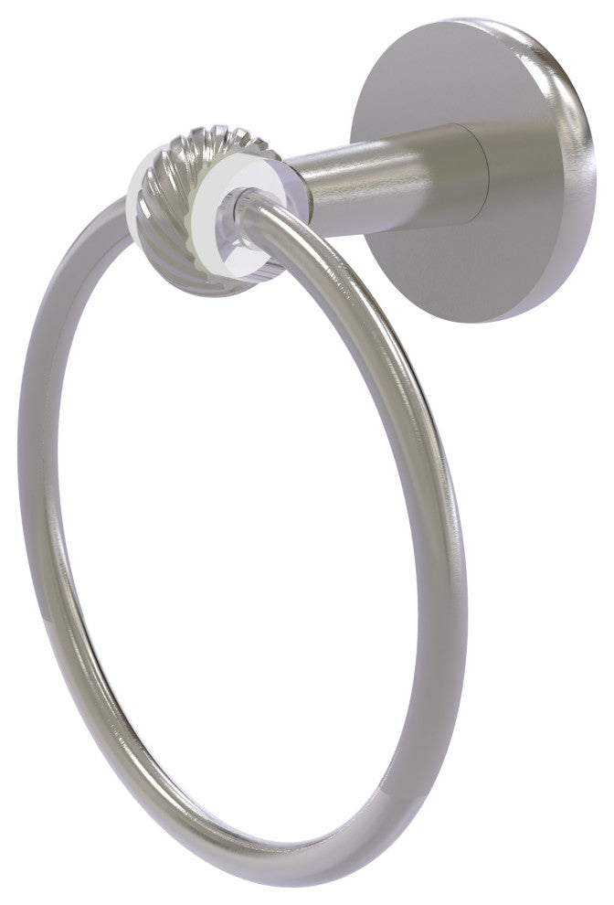 Clearview Towel Ring with Twisted Accents, Satin Nickel