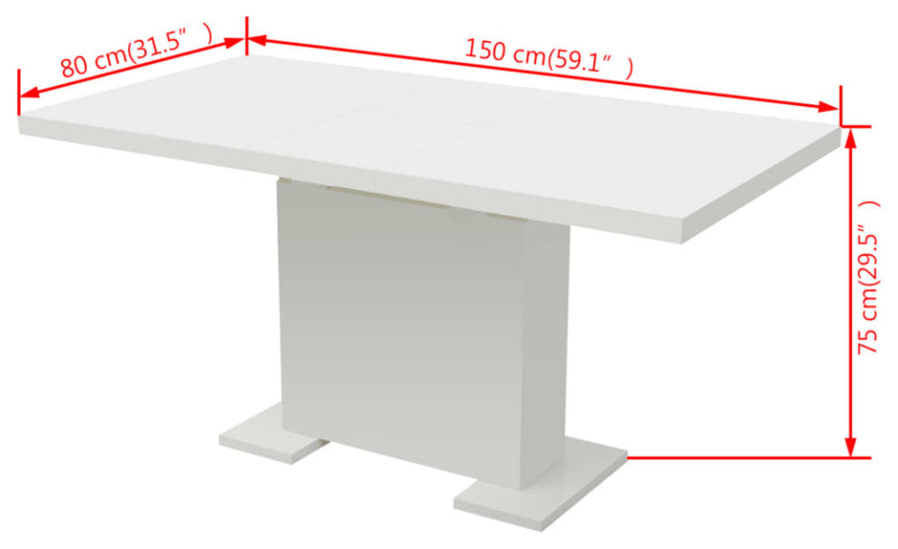 vidaXL Extendable Dining Table High Gloss White