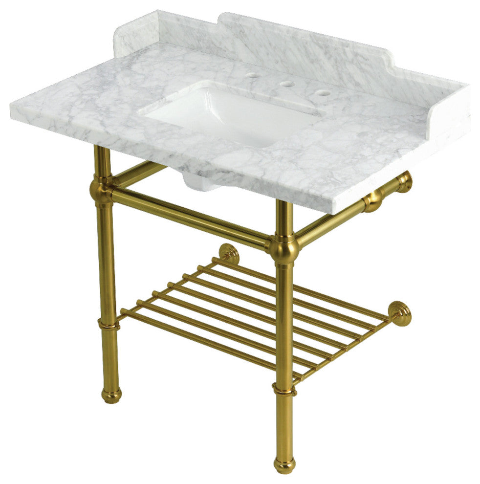 LMS3630MBSQB7 36" Console Sink with Brass Legs (8", 3 Hole)