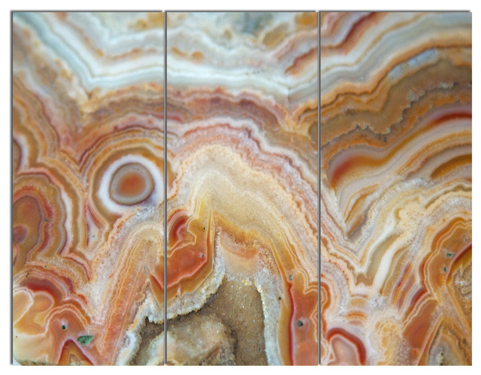 Strips and Ovals on Agate, Abstract Canvas Wall Art Print, 36x28, 3 Panels