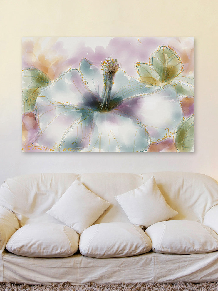 Marmont Hill, "Pastel Hibiscus" by Arthur Pina Painting on Wrapped Canvas, 24x16
