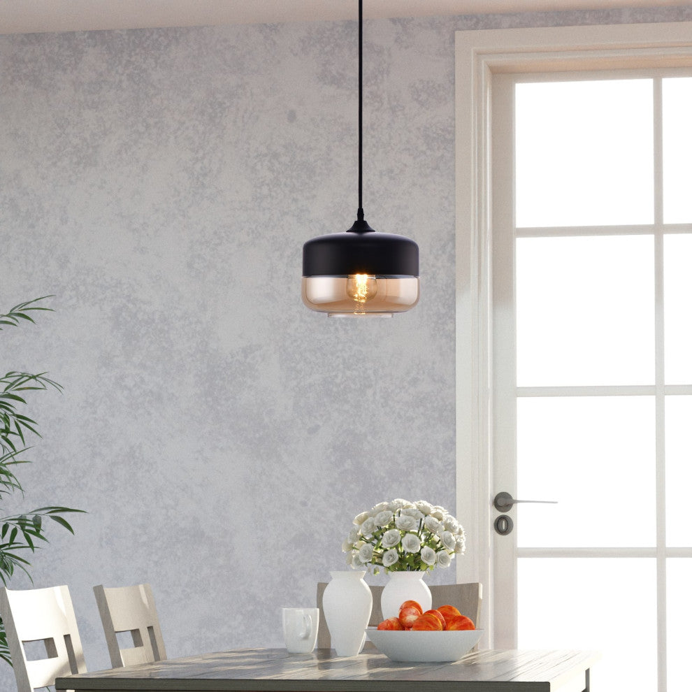 Lazzur Acolin 1 Light 10" Matte Black Pendant