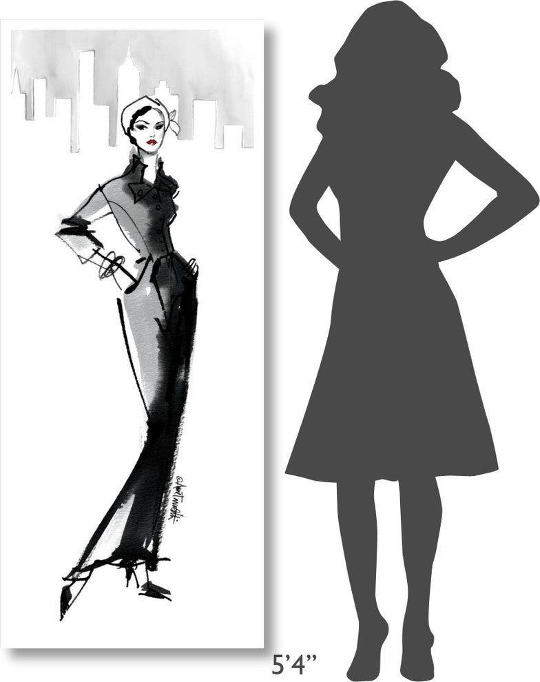"Fifties Fashion III with Red" Digital Paper Print by Anne Tavoletti, 26"x62"