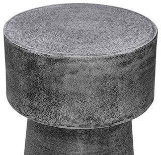 Vintage Accent Side Table 15.5" Round Antique Silver Cast Aluminum Drum Base