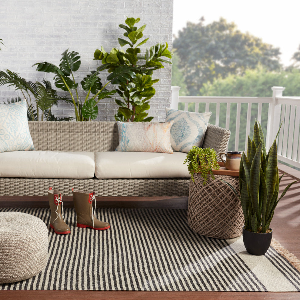 Vibe by Jaipur Living Strand Indoor/ Outdoor Striped Area Rug, Dark Gray/Beige