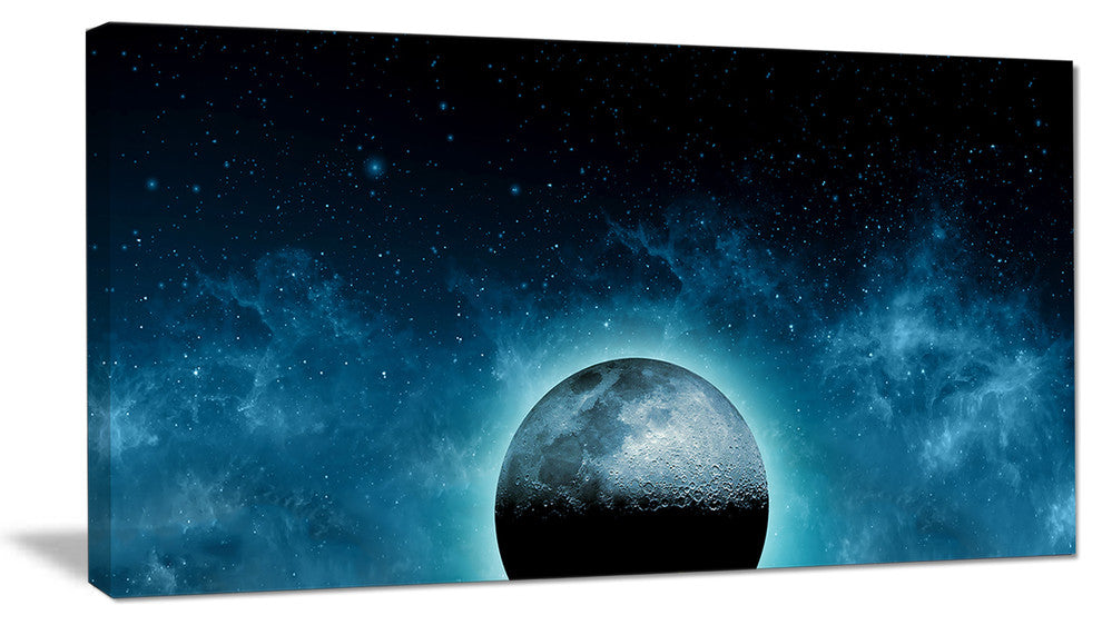 "Moon in The Front of Galaxies" Wall Art Landscape, 32"x16"