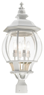 Textured White Traditional, Colonial, Outdoor Post Top Lantern