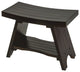 HomeRoots Teak Rectangular Shower Bench With Shelf, Brown Finish