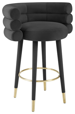 Betty Velvet Barstool, Black, Bar Height
