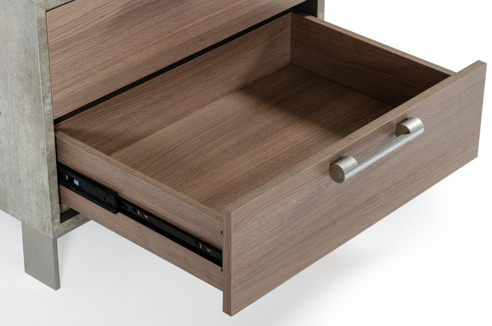 Quincy Brown Oak and Brushed Stainless Steel Nightstand