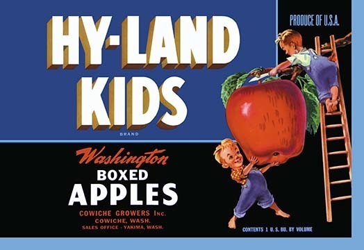 Hy-Land Kids Brand Apples- Fine Art Giclee Print 24" x 36"