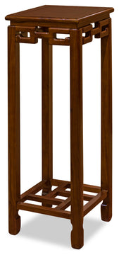 36" Mahogany Finish Elmwood Chinese Key Pedestal