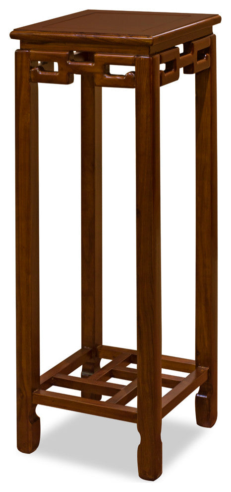 36" Mahogany Finish Elmwood Chinese Key Pedestal