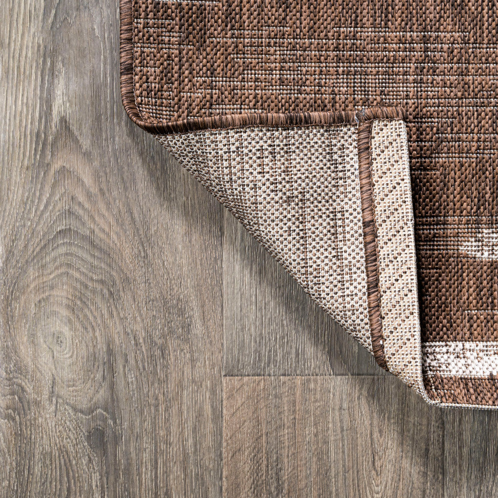 Zolak Berber Stripe Indoor/Outdoor Rug, Brown/Beige, 2 X 10