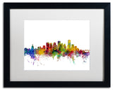 "Edmonton, Canada Skyline" Matted Framed Canvas Art by Michael Tompsett