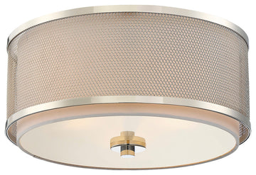 3-Light Flush Mount, Polished Nickel