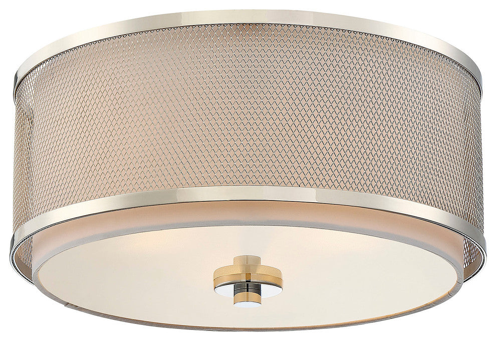 3-Light Flush Mount, Polished Nickel