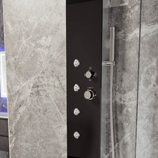 Eviva Velino Black Tempered Glass Thermostatic Shower Massage Panel