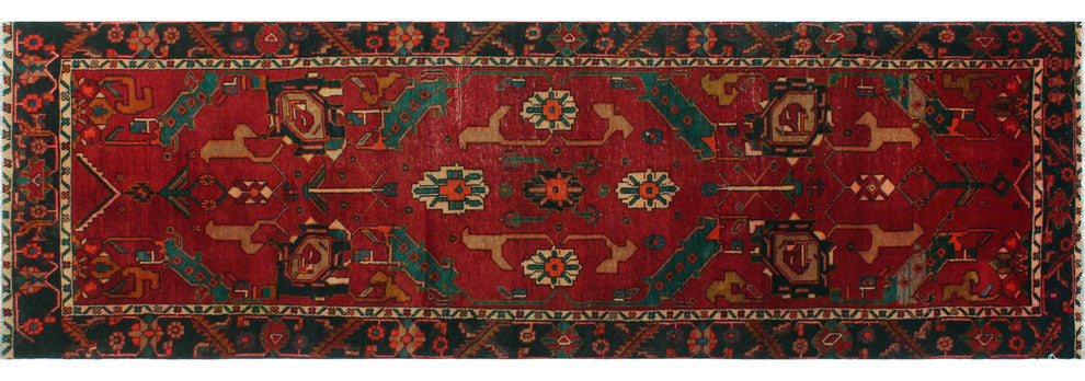Fine Vintage Distressed Warith Red Runner, 3''6x11''7