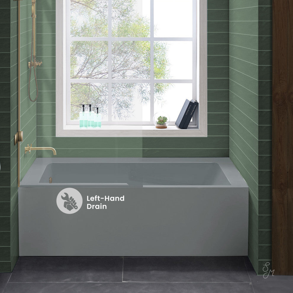 Voltaire 60" x 32" Left-Hand Drain Alcove Bathtub with Apron in Matte Grey