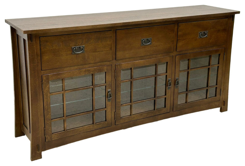 Craftsman Style Quarter Sawn Oak Sideboard - 72" - Walnut