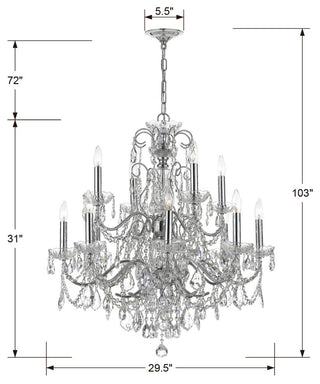 Crystorama Lighting Group 3228-CL-MWP Imperial 12 Light 30"W - Polished Chrome