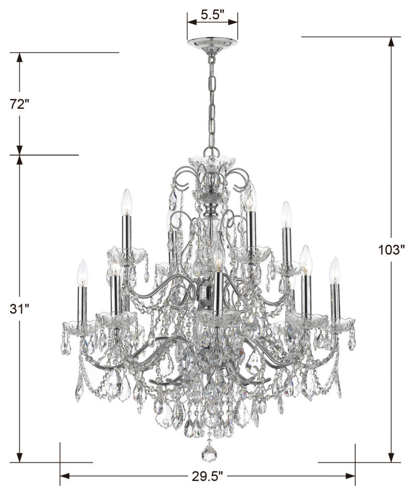 Crystorama Lighting Group 3228-CL-MWP Imperial 12 Light 30"W - Polished Chrome