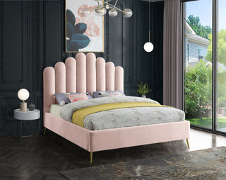 Lily Velvet Bed, Pink, Queen