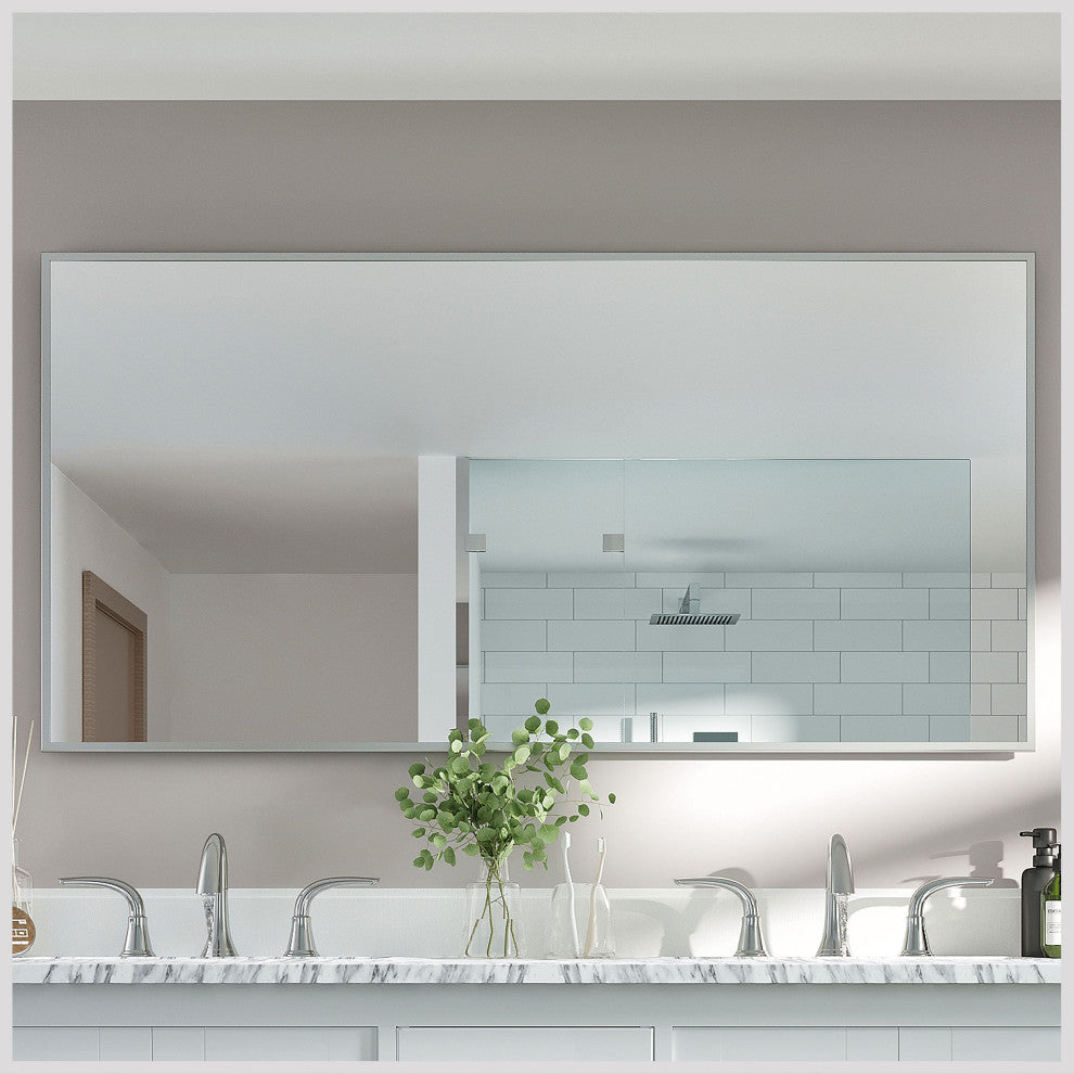 Eviva Sax Rectangular Metal Framed Mirror, 60"