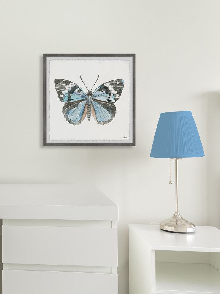 "Ocean Blue Shade Butterfly" Framed Painting Print, 24"x24"