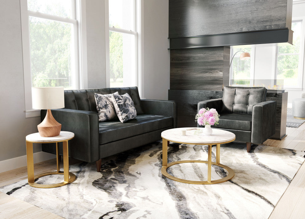 Helena Marble Side Table White & Gold