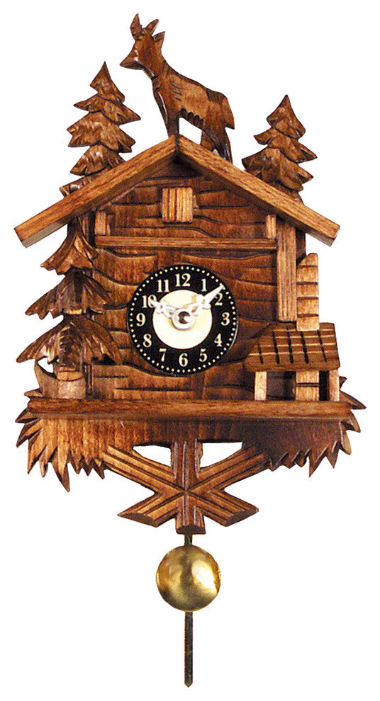 Engstler Battery-Operated Clock- Wood Forest- Mini Size