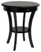 Wood Round Table with Drawer and Shelf, Espresso