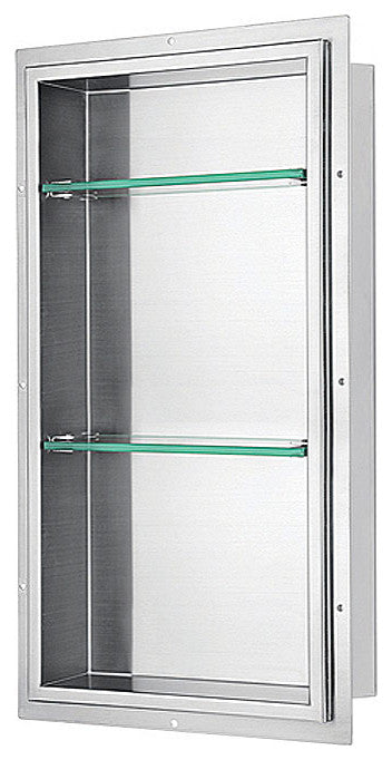 Dawn FNIBN3614 Stainless Steel Finish Shower Niche with Two Glass Shelves