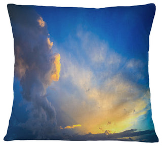 Dramatic Sunset Sky With Thunderstorm Beach Photo Throw Pillow, 16"x16"