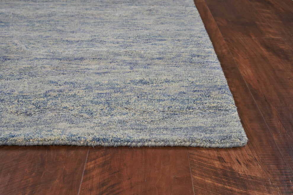 HomeRoots 7 x 9 Wool and Viscose Ocean Blue Area Rug
