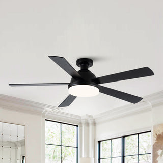 52-inch Modern Wood Black LED Ceiling Fan with Remote