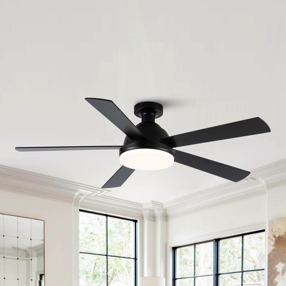 52-inch Modern Wood Black LED Ceiling Fan with Remote