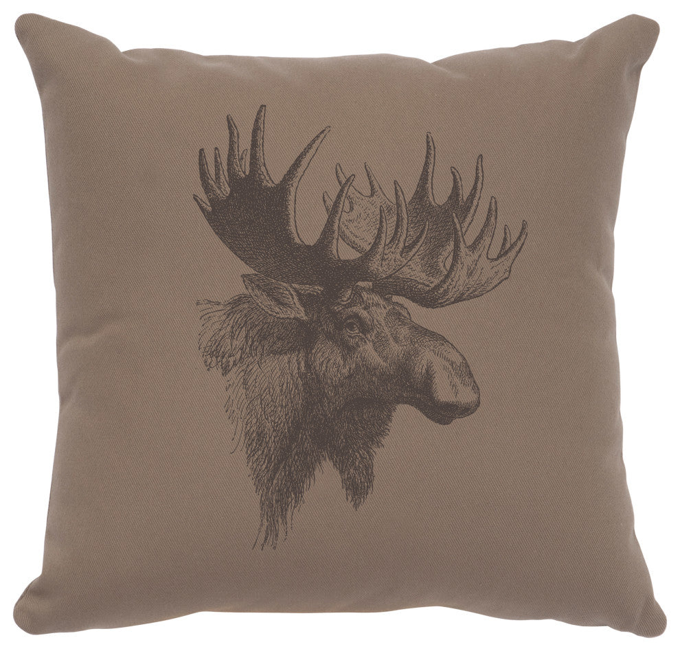 Image Pillow 16x16 Moose Profile Cotton Taupe