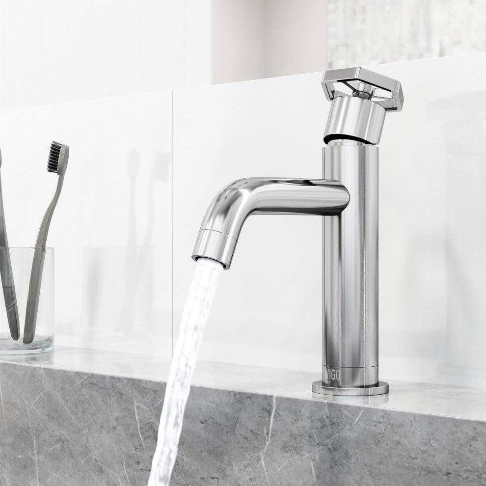 VIGO Ruxton 8" H Single Handle Single Hole Bathroom Faucet, Chrome, Without Extras