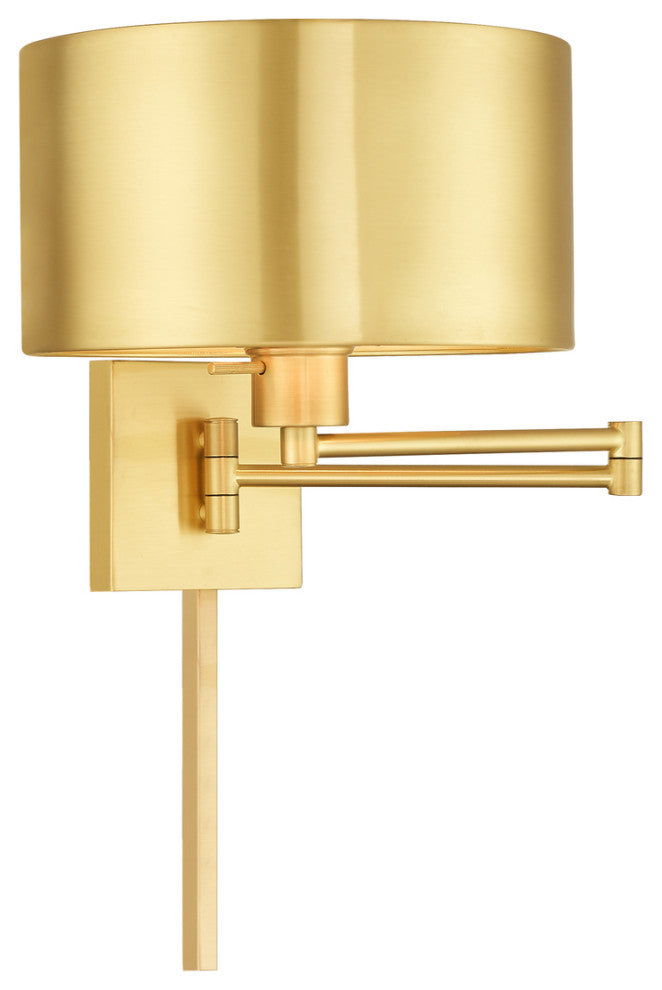 LIVEX LIGHTING 40034-12 1 Light Satin Brass Swing Arm Wall Lamp